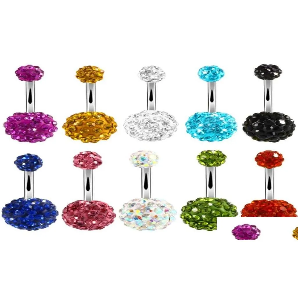 Trendy Navel Piercing Jewelry Sexy Crystal Disco 316l Stainless Steel Belly Button Rings Body Jewelry Piercing Ombligo9751966