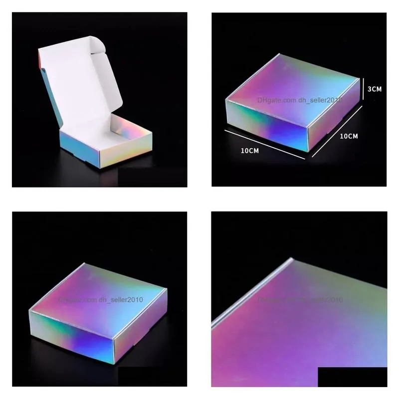 Gift Wrap Laser Rainbow Aircraft Box High-grade Gift Boxes for Tea Jewelry Candy DIY Handmade Soap Packing 10x10x3cm