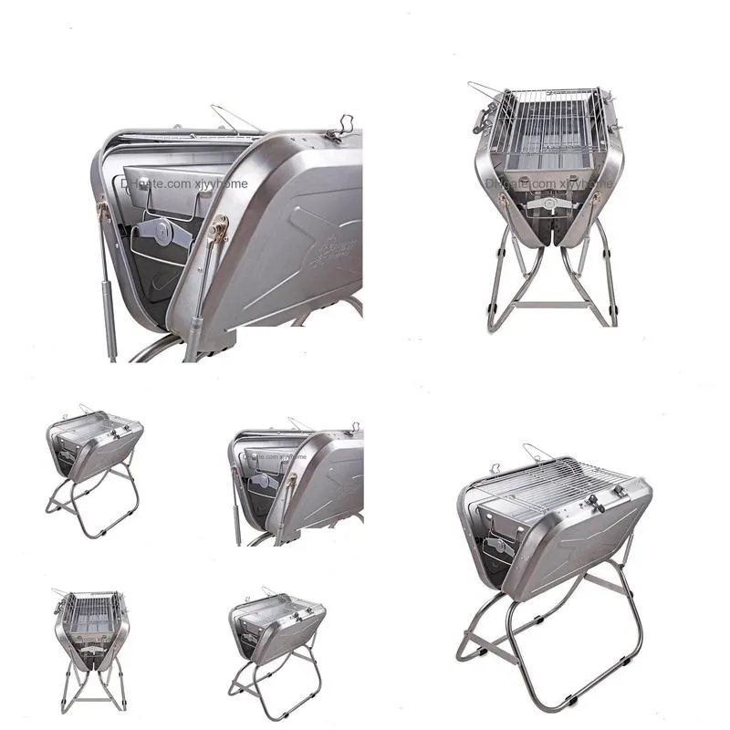 Outdoor BBQ Grill Portable Barbecue Suitcase Grill Stainless Steel Folding1