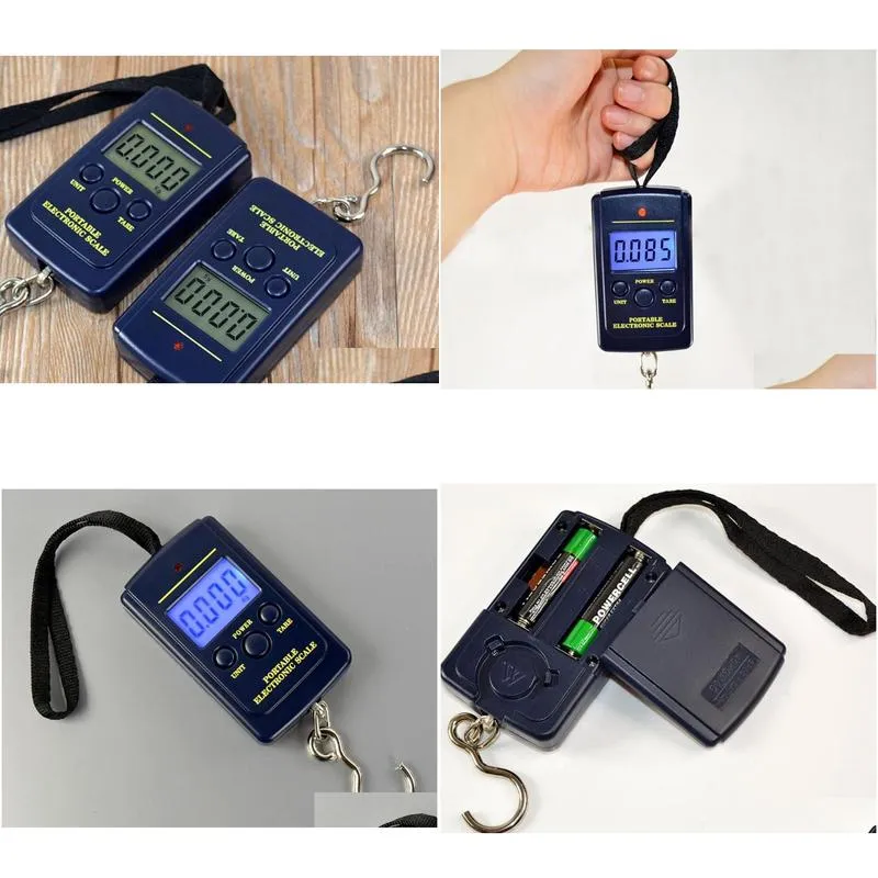 wholesale 50pcs 40kg Digital Luggage Handy Scales 88Lb 1410oz LCD Display hanging fishing weight scale