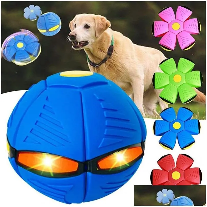 Pet Toy Flying Saucer Ball Magic UFO Sphere Dog Stepping on The Sphere Glowing Transforming Decompression Parent-child Interaction Flying Ball for