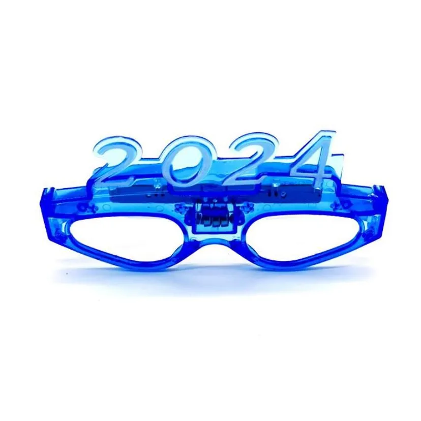 Party Decor LED Light up 2024 Glasses Glowing Flashing Eyeglasses Rave Glow Shutter Shades Eyewear for New Year Kids Adults Sizes