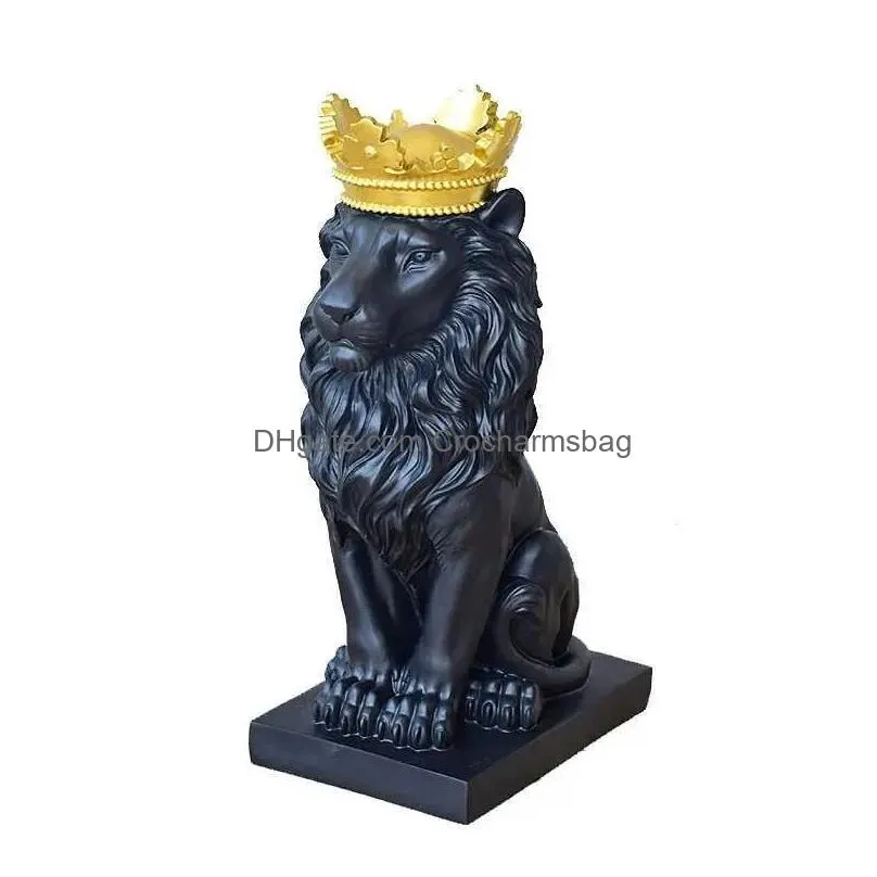 Crown  Statue Home Office Bar  Faith Resin Sculpture Model Crafts Ornaments Animal Origami Abstract Art Decoration Gift