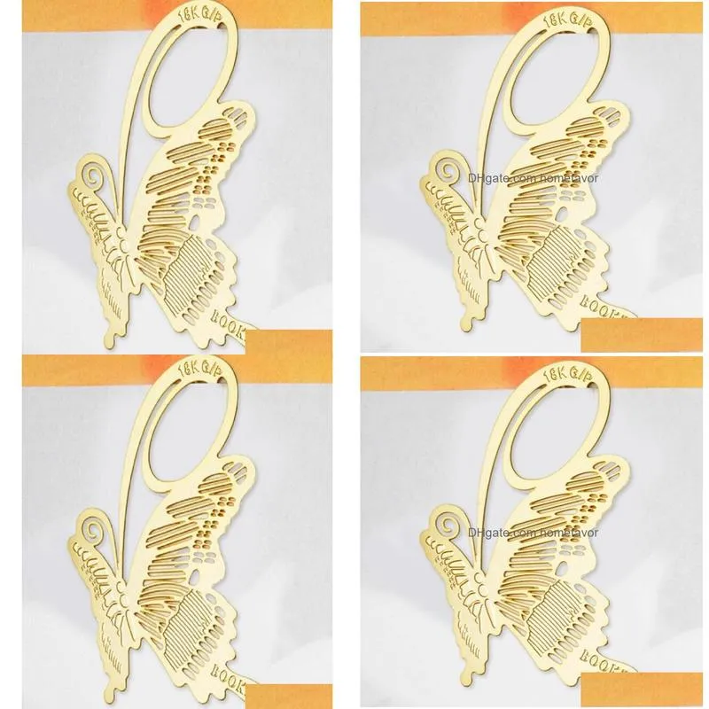 20pcs 18k gold plated butterfly bookmark book card for wedding baby shower party birthday favor gift souvenirs souvenir1180729