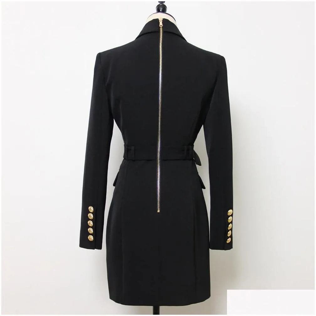 302 xxxl 2022 runway coat autumn brand same style coat lapel neck black button long sleeve womens clothes fashion oulaidi