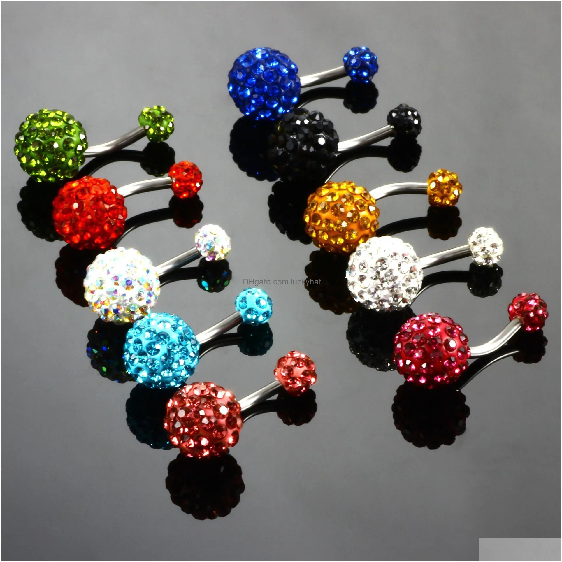 Trendy Navel Piercing Jewelry Sexy Crystal Disco 316l Stainless Steel Belly Button Rings Body Jewelry Piercing Ombligo9751966