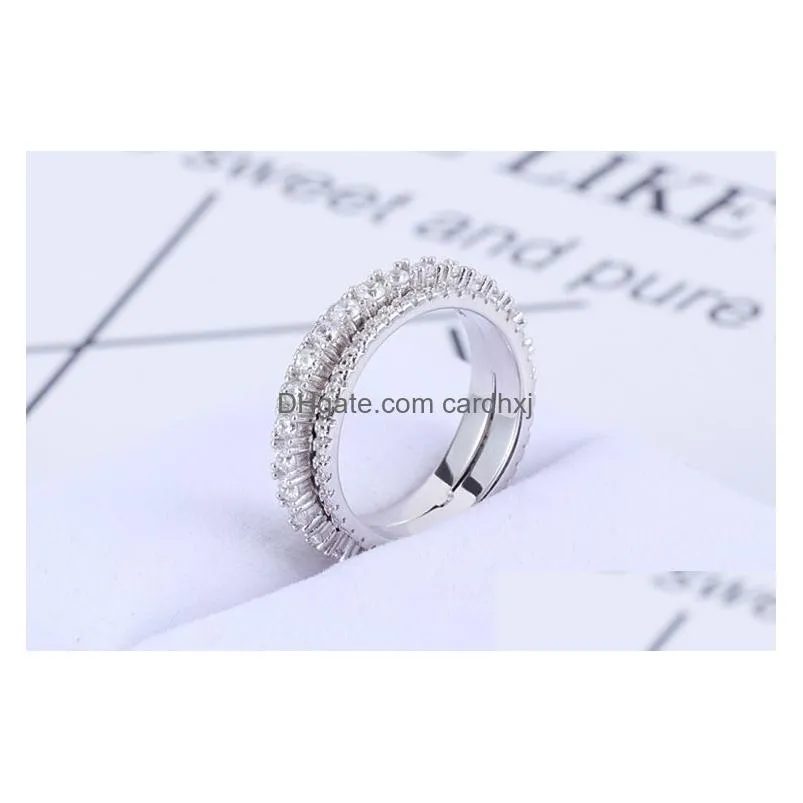 European men and women spin rings fashion zircon couples ring mix size 6# to 9#