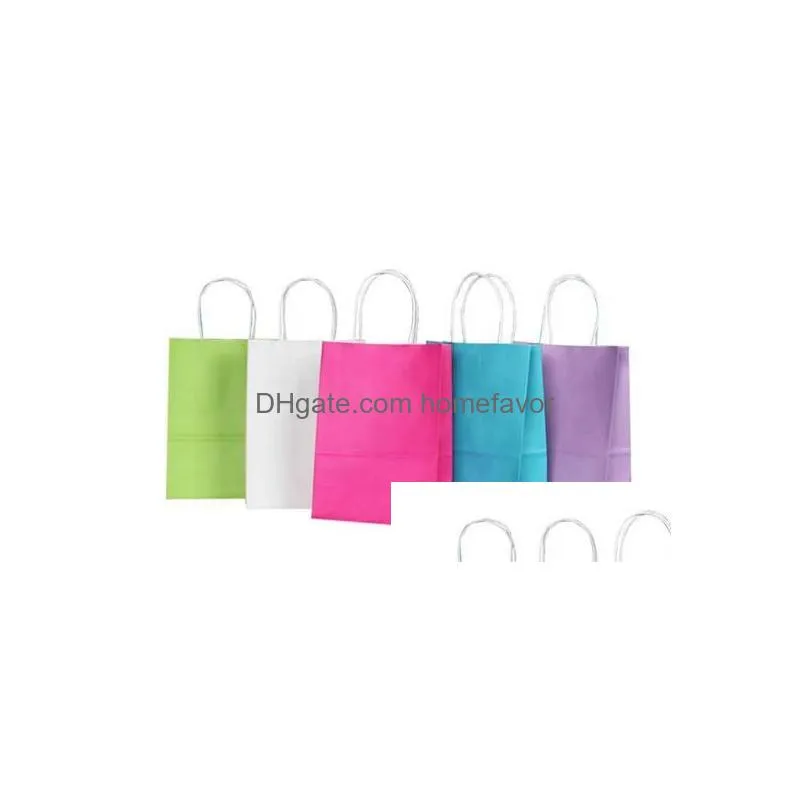 50pcs diy multifunction soft color paper bag with handles 21x15x8cm festival gift bag high quality shopping bags kraft paper1396120