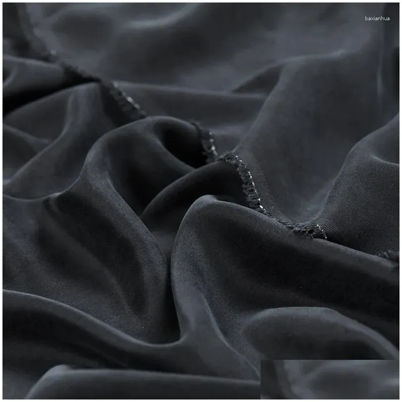 clothing fabric 110cm heavy black silk 42mm sand wash satin solid color dress material wholesale cloth