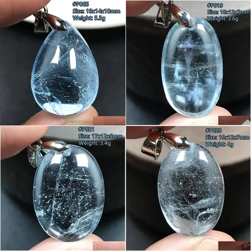Lucite Top Natural Blue Tapaz Pendent Jewelry for Woman Lady Men Love Luck Gift Clear Beads Beauty Crystal Sier Energy Stone Aaaaa