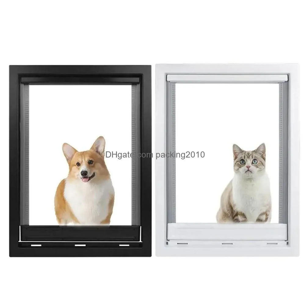 Glasses Dog Cat Pet Door Strong Magnetic Security Lock Flap Positioning Door Automatic Closing for Small Medium Large Dog Cats Gate