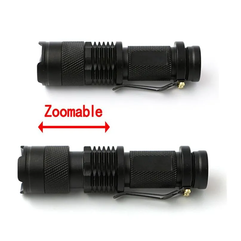 wholesale 7W 300LM SK-68 3Modes Mini Q5 LED Flashlight Torch Tactical Lamp Adjustable Focus Zoomable Light 5 Colors