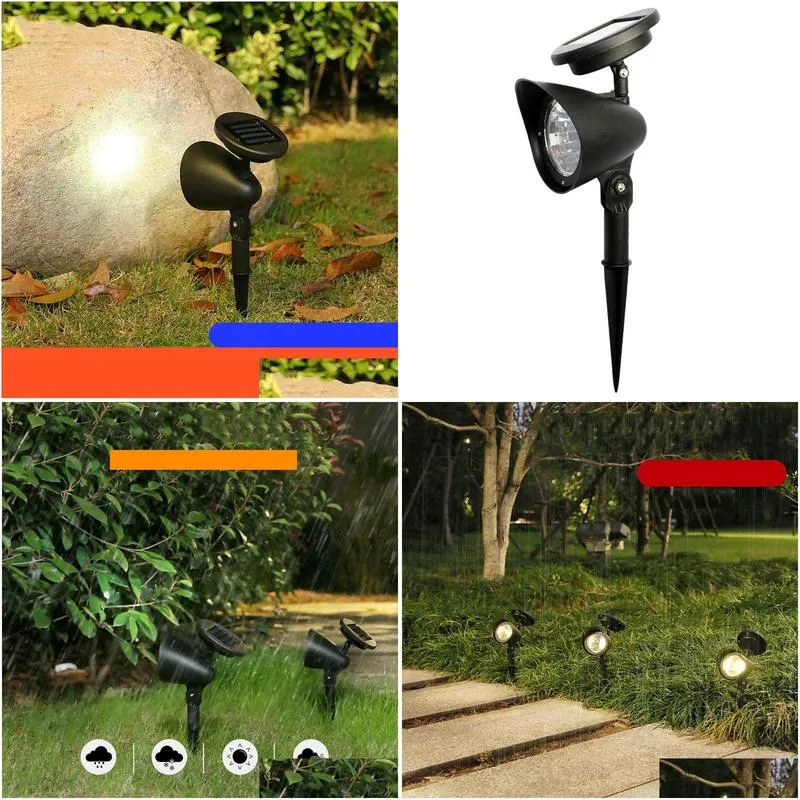 solar powered lawn spotlights, 4LED courtyard lights, outdoor waterproof landscape lighting, decorative lights, waterproof villa park