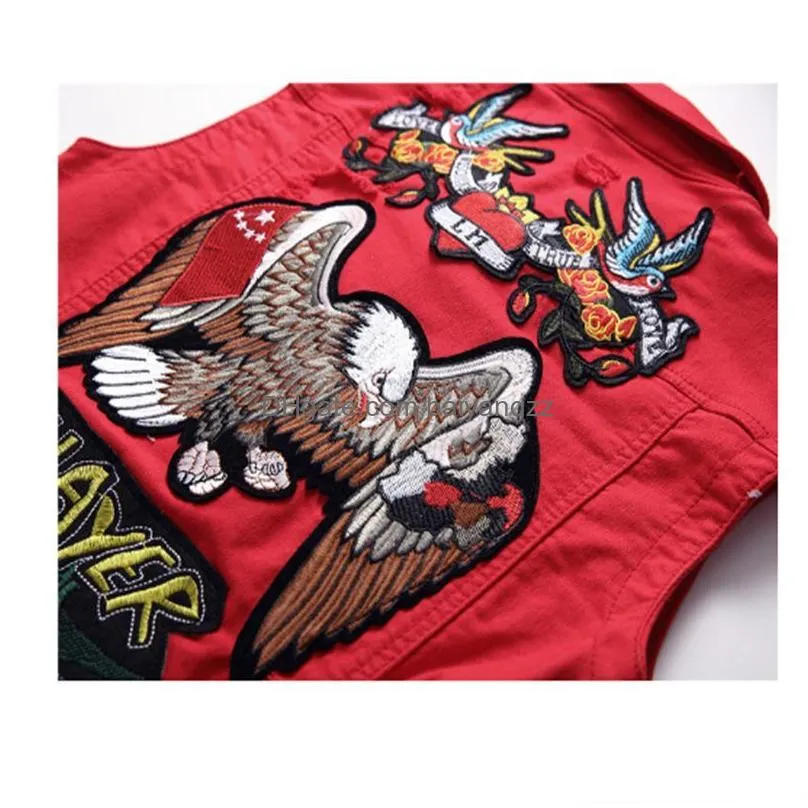 brand mens red vest fashion autumn embroidery phoenix flower vest womens motorcycle casual sportswear s-3xl