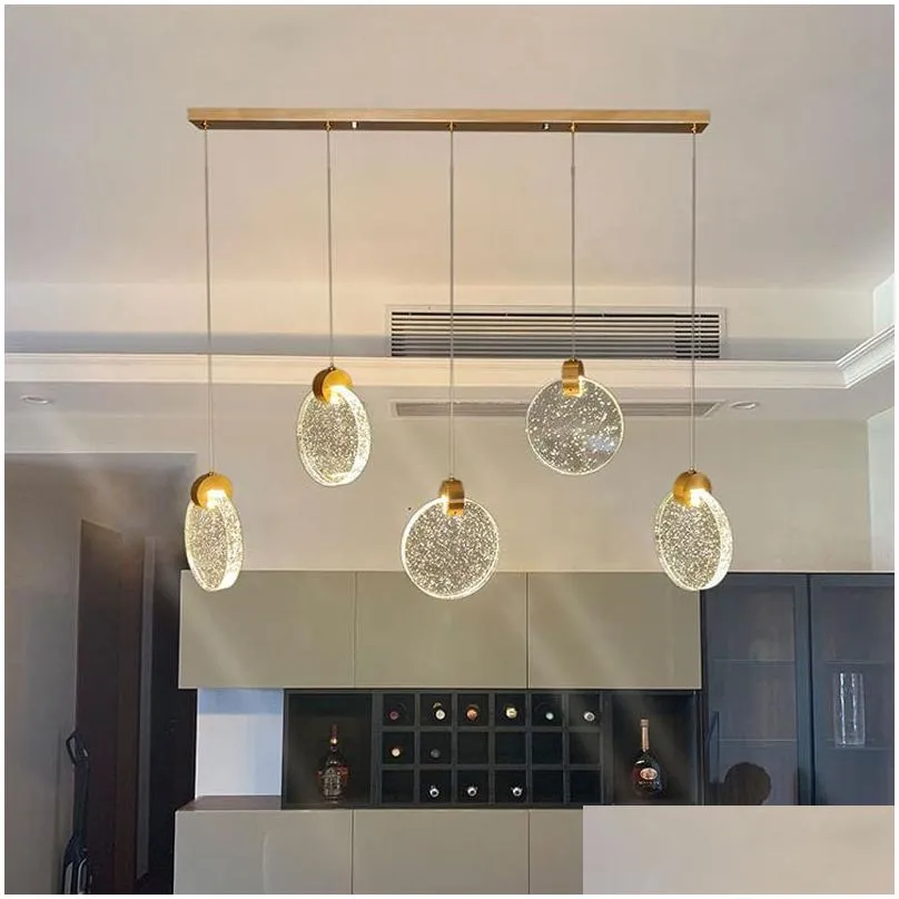 Gold Luxury Crystal Pendant Lamp for Bedroom Bedside LED Lighting Modern Living Dining Room Office Bar Home Hanging Lamp3725647