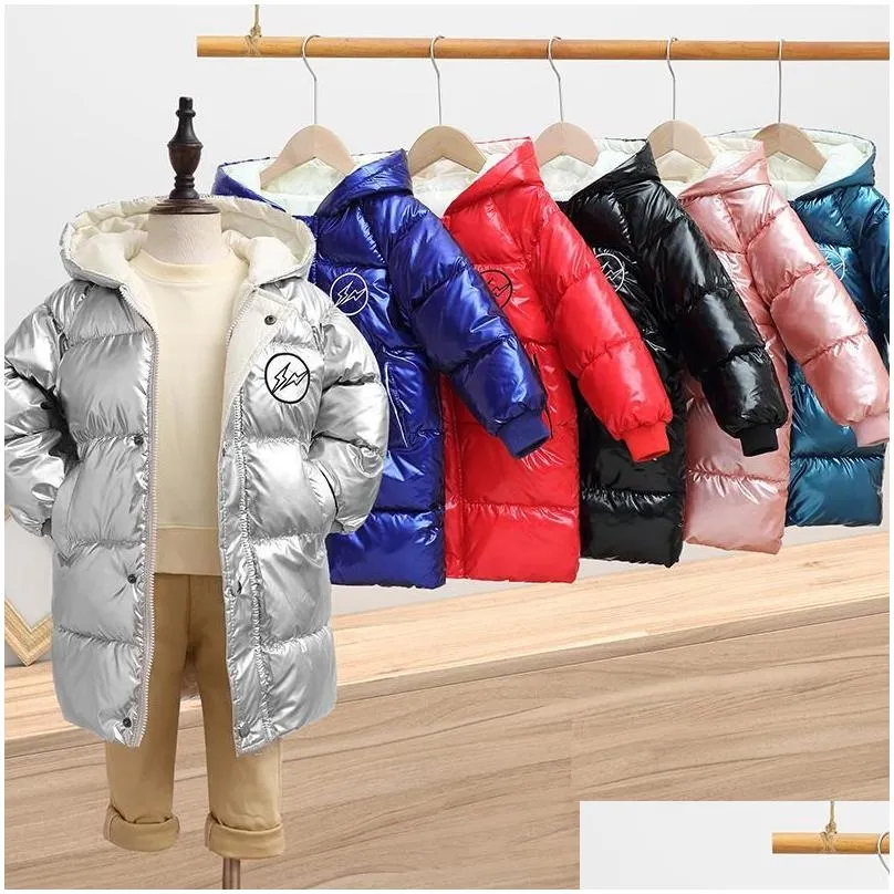 Down Coat Baby Boys Jackets Winter Coats Children Thick Long Kids Warm Outerwear Hooded For Girls Snowsuit Overcoat Clothes Solid