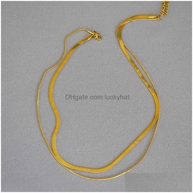 INS Japan and South Korea Autumn and Winter Popular Simple Bone Chain Blade Chain Double -layer Tibetan Twita Time Short Clason Chain Frear