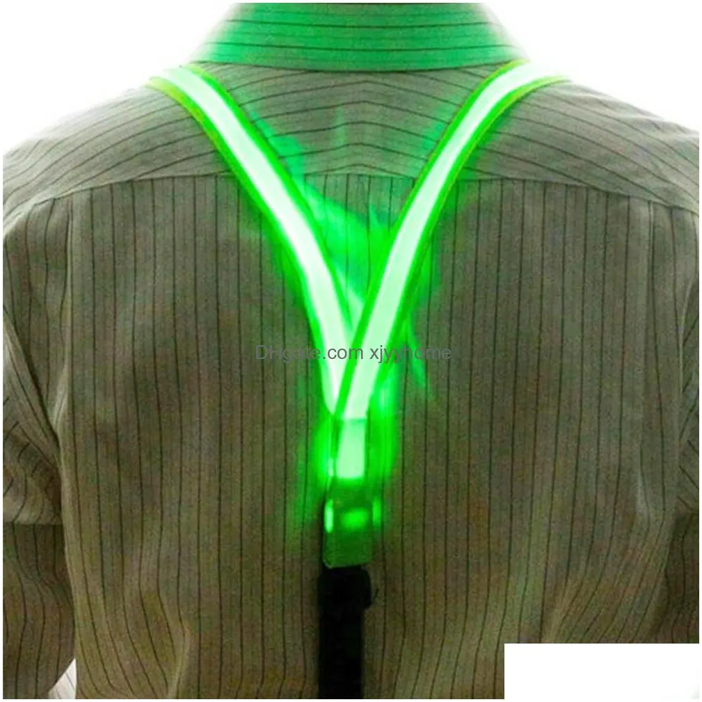 Men`s LED Light Up Suspenders Unisex 3 Clips-on Braces Vintage Elastic Y-shape Adjustable Trousers Suspender For Festival Club