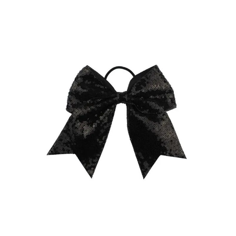 8 inches Solid Ribbon Cheer Bow For Girls Kids Boutique Large Cheerleading Hair Bow Children sequined Hair Accessories GB1666