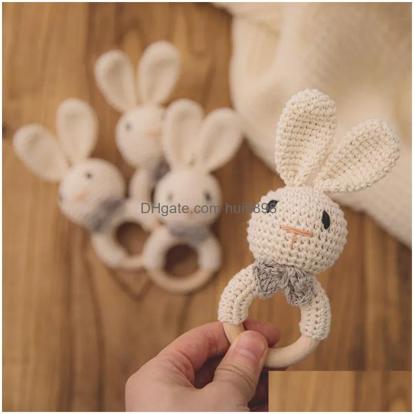 rattles mobiles baby rattle cloghet amigurumi bunny bell born knitting gym toy educational teether mobile 012 months 230525