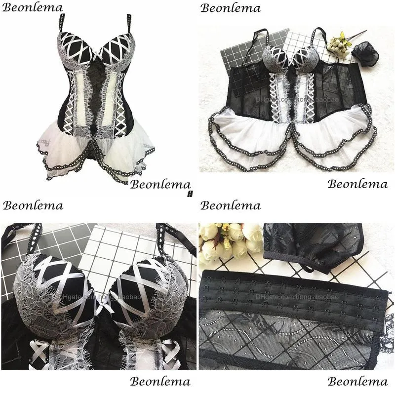 shaper beonlema transparent sexy women clubwear lingeries black underbust corset top lace bustier dress lolita bayan korse j190701