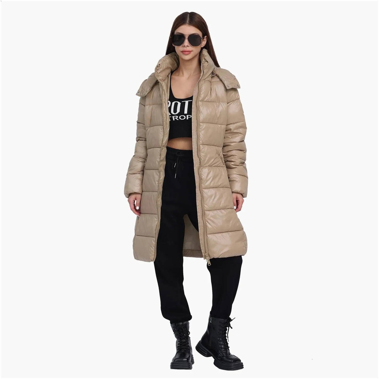 women`s down parkas santelon women winter thick warm long parka with adjustable hood female windproof puffer jacket coat fashion solid