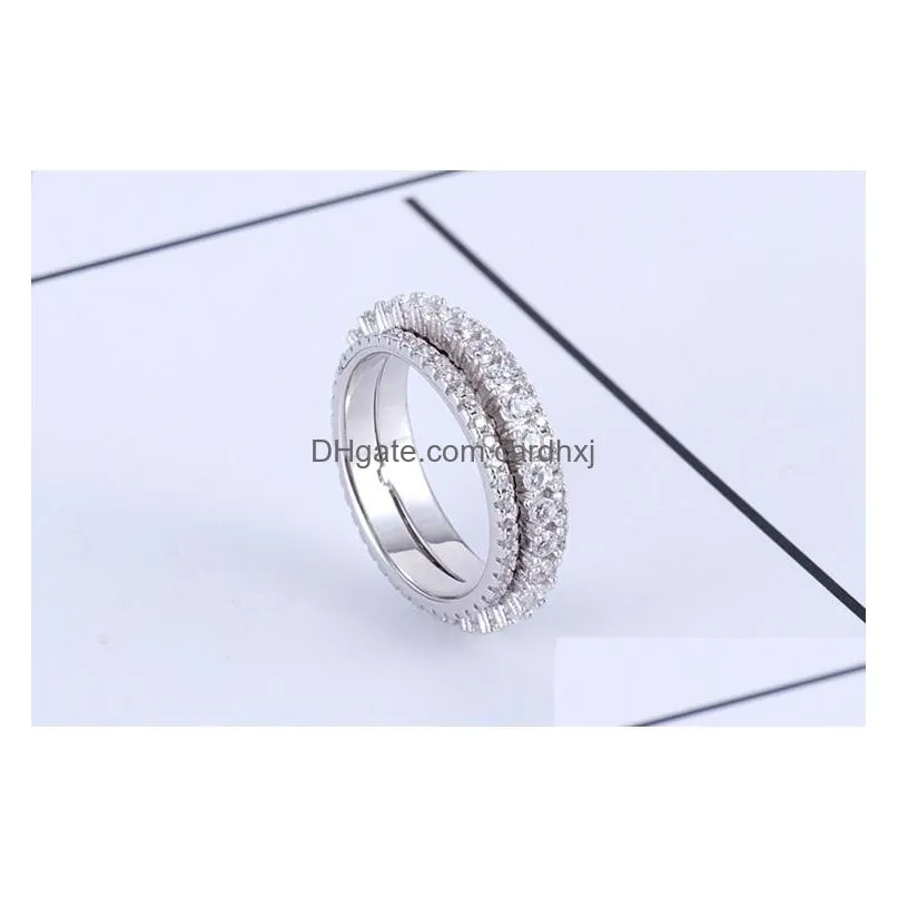 European men and women spin rings fashion zircon couples ring mix size 6# to 9#