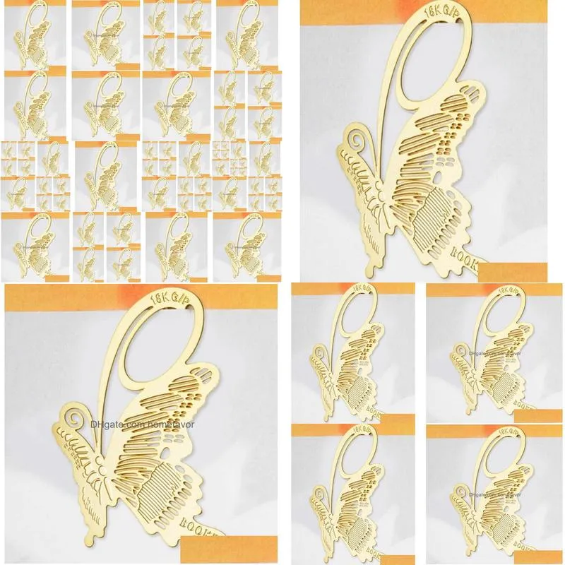 20pcs 18k gold plated butterfly bookmark book card for wedding baby shower party birthday favor gift souvenirs souvenir1180729