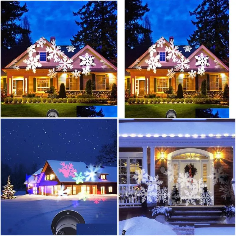 Effects Outdoor Christmas Moving Snow Laser Projector Stage Spotlight Snowflake Landscape Garden Lawn Light DJ Disco9129136