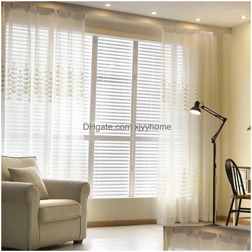 Curtain Custom Embroidered Window Screens White Curtains Simple Modern Bay Screen Finished Bedroom Balcony