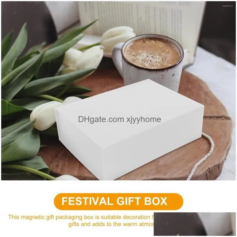 Gift Wrap Magnetic Box Boxes Packaging Cardboard Decorative Keepsake Folding Gifts Closure Lid Bridesmaid Proposal Black Foldable