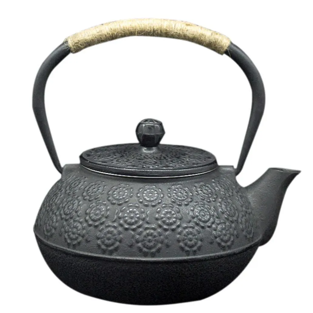 Japanese Black Cast Iron Tea Teapot Kettle Trivet Strainer Gift 9 Patterns 210813