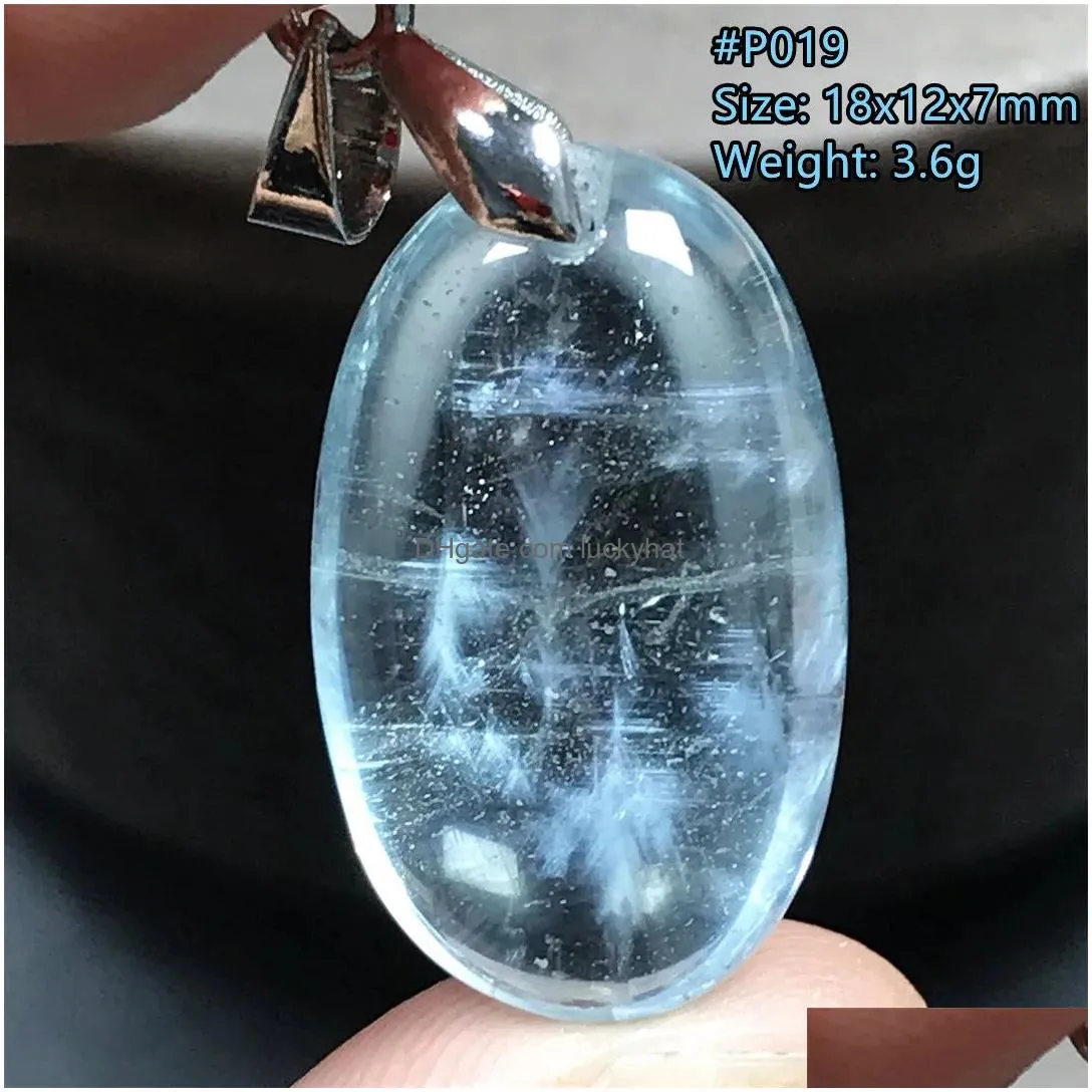 Lucite Top Natural Blue Tapaz Pendent Jewelry for Woman Lady Men Love Luck Gift Clear Beads Beauty Crystal Sier Energy Stone Aaaaa