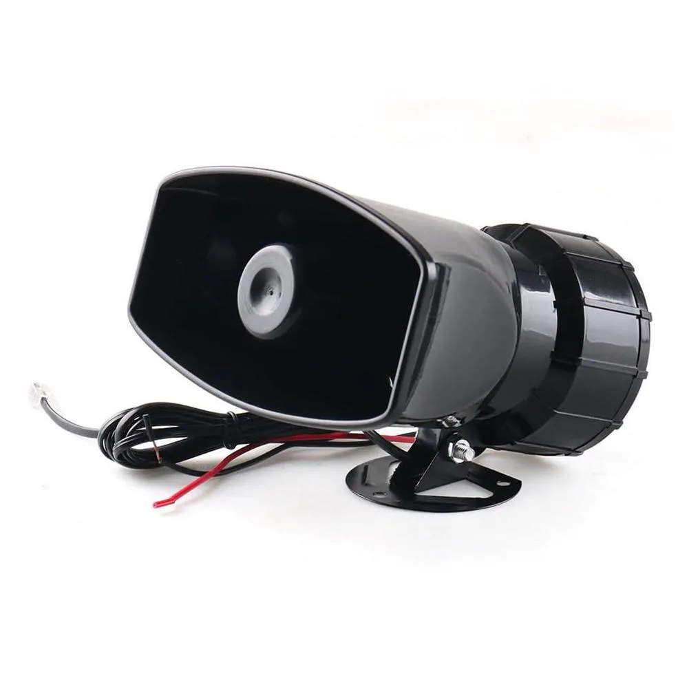 Dynoracing 5-Sound Loud Car Warning Alarm Police Fire Siren 130dB Air Horn PA Speaker 12V 80W Car Accessories Car Warning Alarm238I
