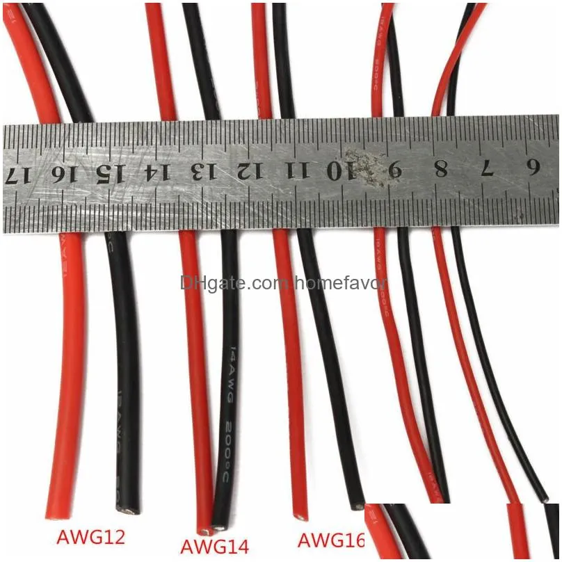 s amp cable assemblieselectrical s 1 black 1meter red silicon 12 14 16 22 24awg heatproof soft silicone silica gel wire cable5085722