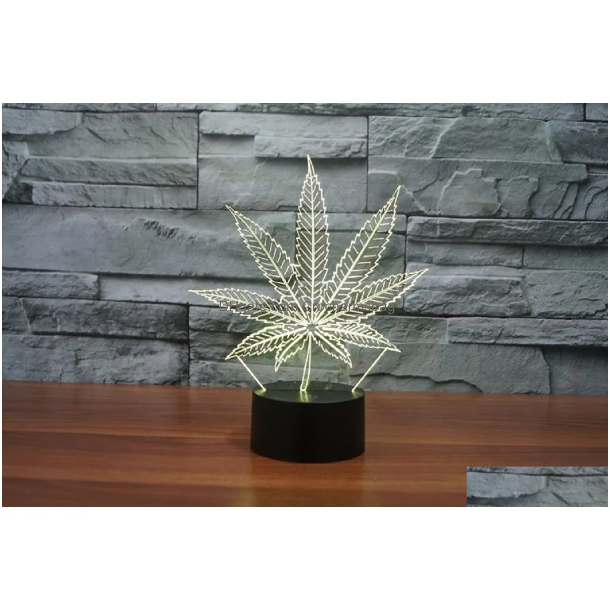 Leaf 3d Illusion Led Lamp Night Light 7 Rgb Colorful Usb Powered 5th Battery Bin Touch Button Dropshipping Gift Box Wholesale