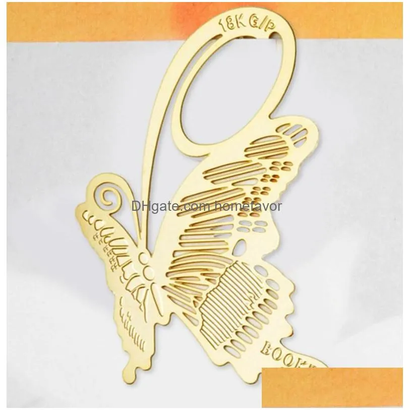 20pcs 18k gold plated butterfly bookmark book card for wedding baby shower party birthday favor gift souvenirs souvenir1180729