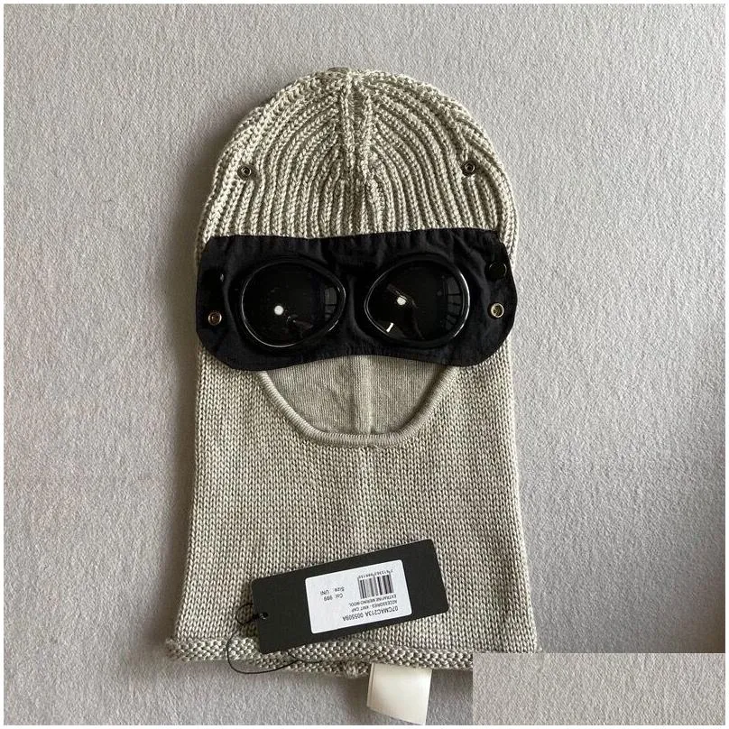 two lens windbreak hood beanies outdoor cotton knitted men mask casual male skull caps hats black grey army green