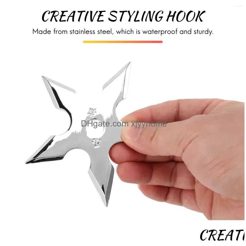 Hooks Coat Ninja Star Shape Stainless Steel Creative Wall Door Hook Clothes Hats Hanger Holder Home Decoration