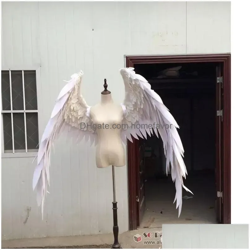 costumed beautiful white red cartoon feather angel wings for fashion show displays wedding shooting props cosplay game costume5557569