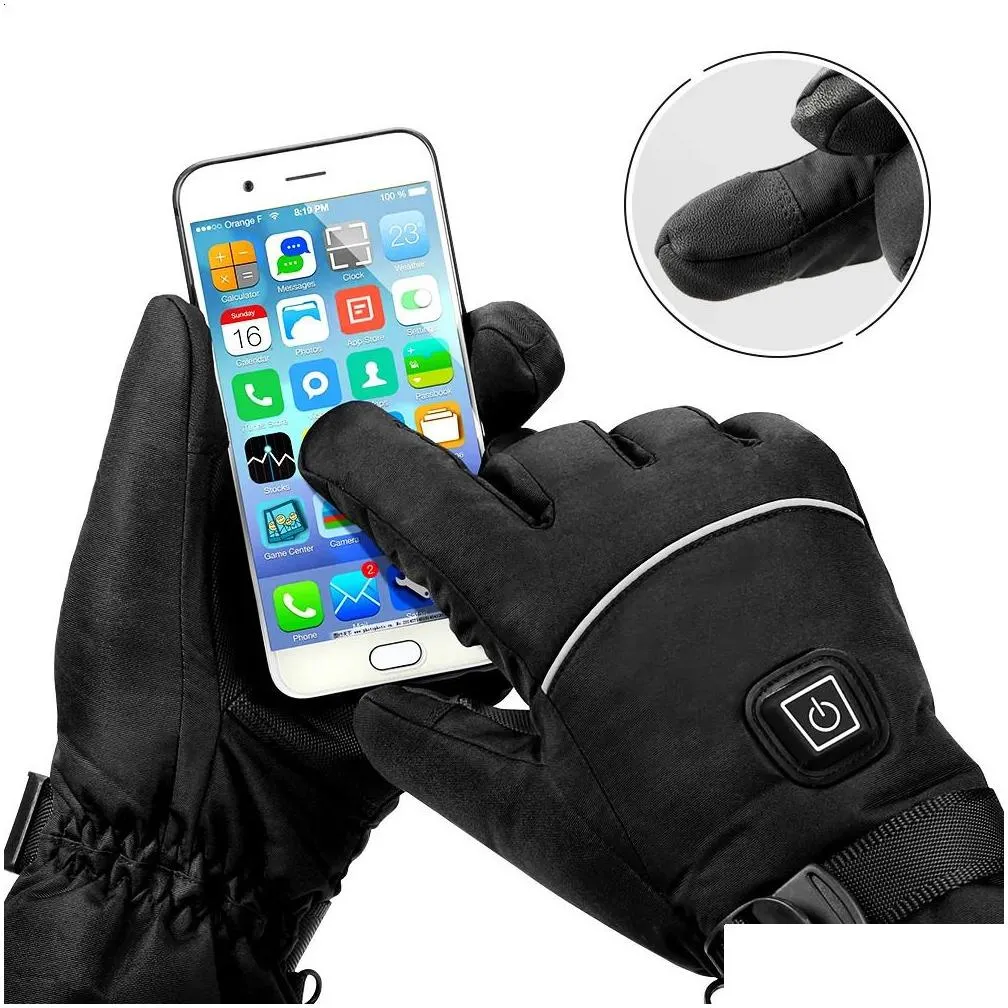 ski gloves herobiker motorcycle gloves waterproof heated guantes moto touch screen battery powered motorbike racing riding gloves winter##