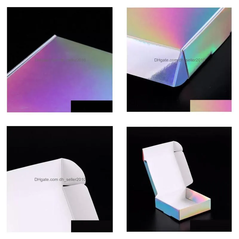 Gift Wrap Laser Rainbow Aircraft Box High-grade Gift Boxes for Tea Jewelry Candy DIY Handmade Soap Packing 10x10x3cm