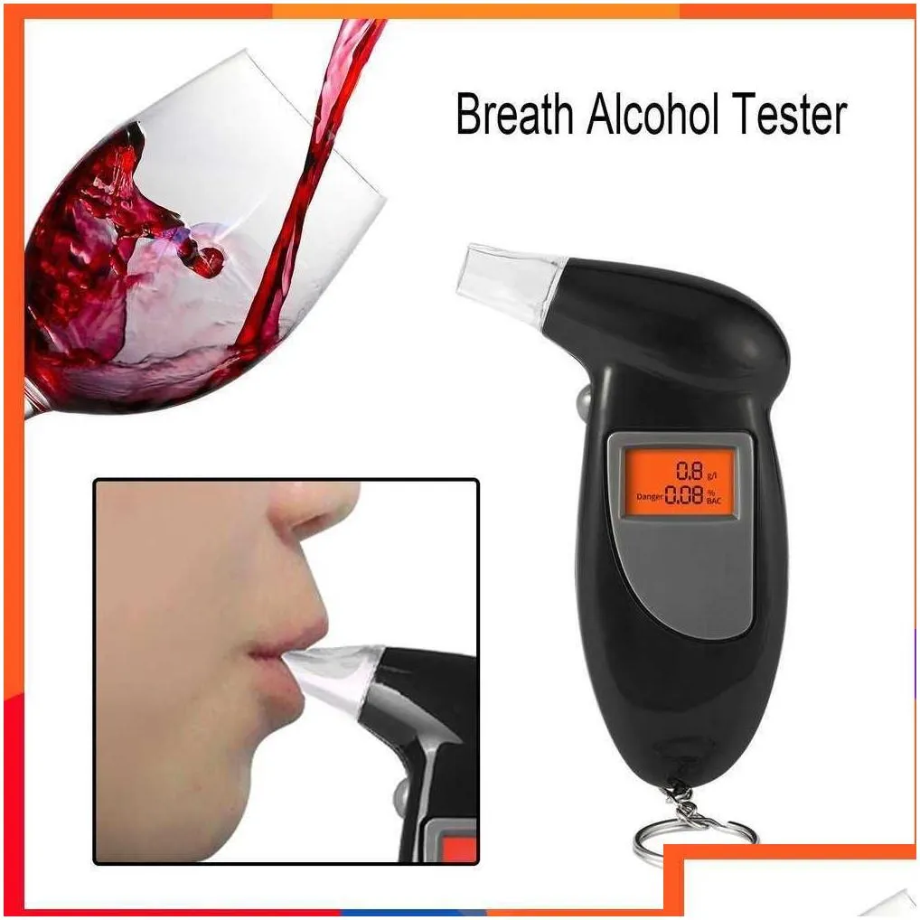 LCD Display Digital Alcohol Tester Professional Police Alert Breath Alcohol Tester Device Breathalyzer Analyzer Detector Test DF