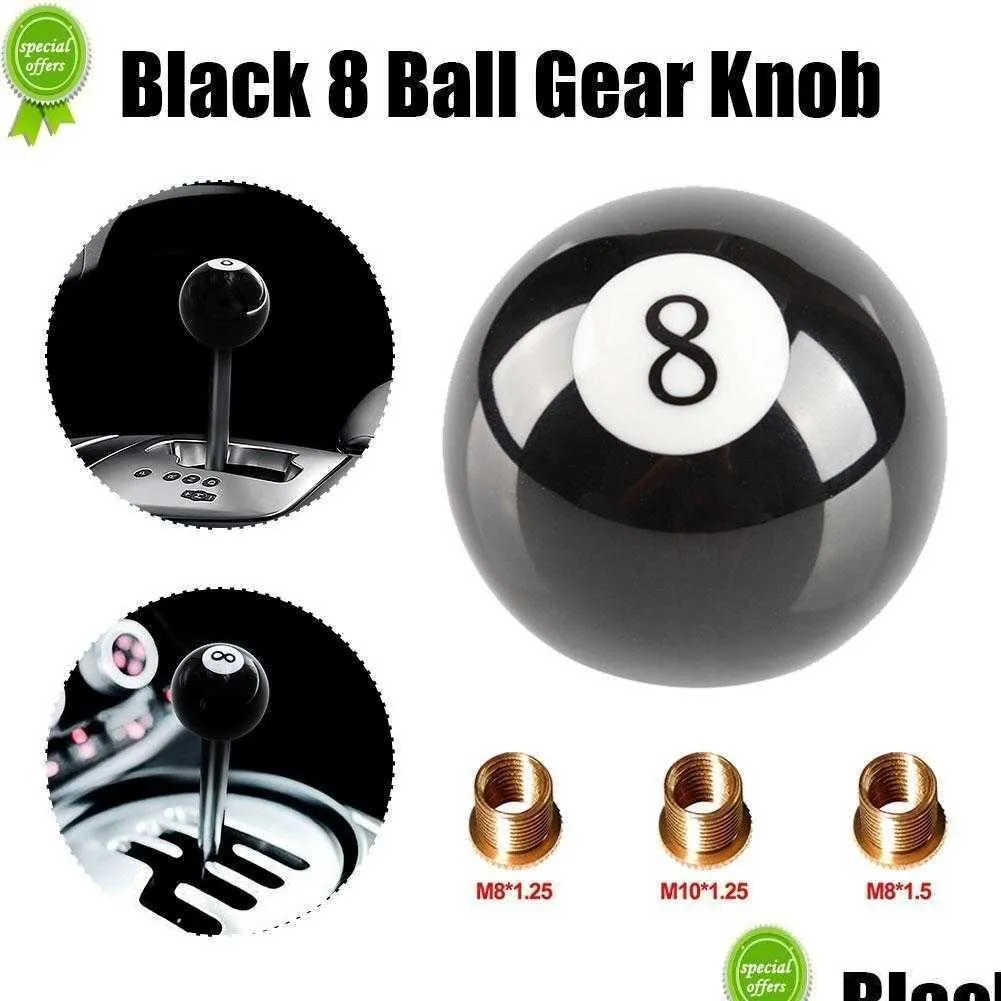 New Black 8 Ball Gear Knob Short Shifter Knob for Universal Car Acrylic With M8 M10 Threaded Black Acrylic