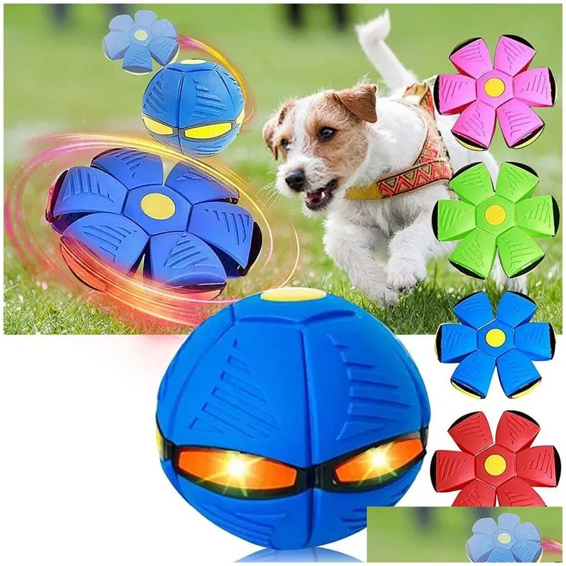 Pet Toy Flying Saucer Ball Magic UFO Sphere Dog Stepping on The Sphere Glowing Transforming Decompression Parent-child Interaction Flying Ball for