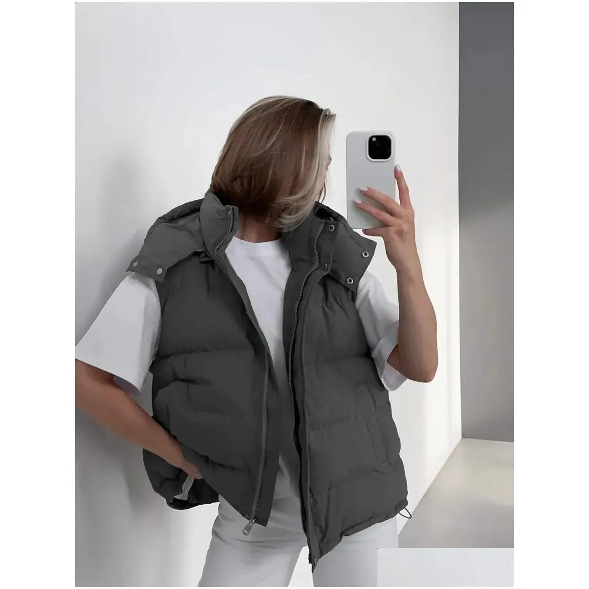 womens vests bornladies quilted jacket winter loose parkas coat vintage belt office warm cotton foam 231116