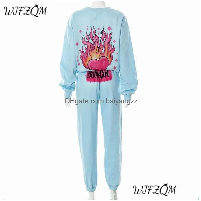 womens two piece pants wjfzqm womens long sleeve top print matching sets streetwear 2 winter outifits 2021 sweatsuits for women