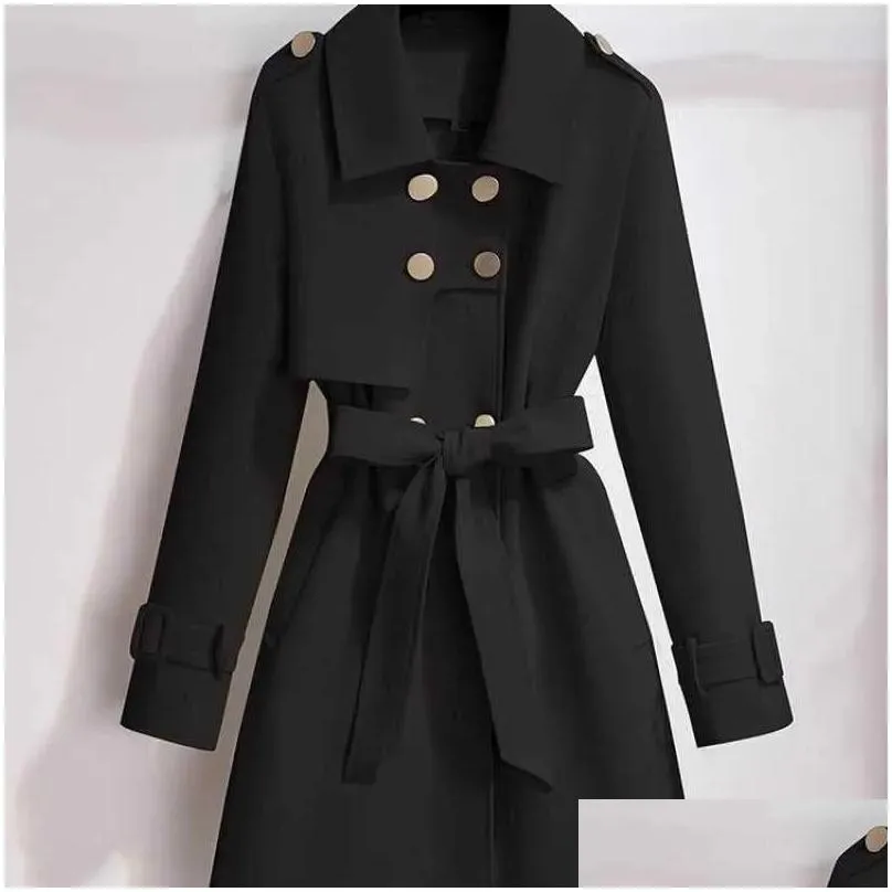 women`s trench coats windbreaker coat women`s autumn new new popular temperament small and advanced medium length coat 1s