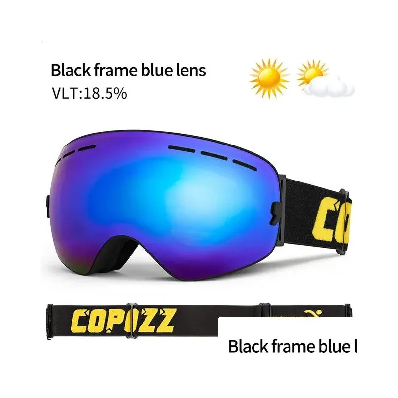 ski goggles copozz brand ski goggles double layers uv400 antifog big ski glasses skiing mask snowboard men women snow goggles gog201 pro