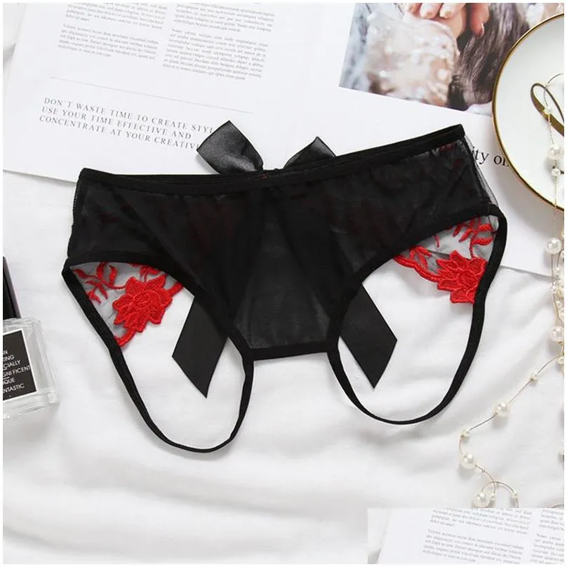 sale women`s sexy lace panties seamless open back crotch breathable briefs hollow crotchless plus size girls underwear1